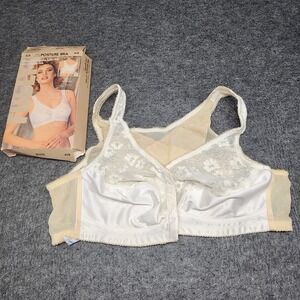 Exquisite Form Ful-ly Vintage Front Closure Posture Bra White Crisscross 40B NOS